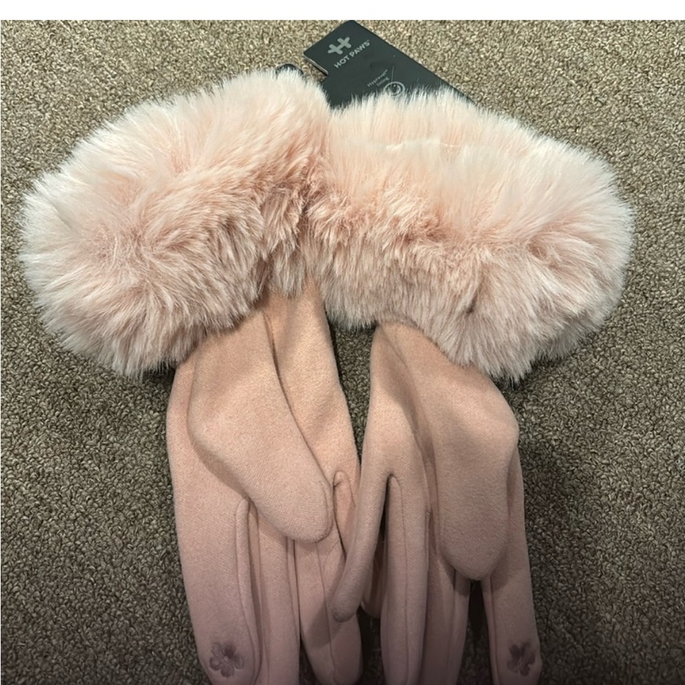 Plush Cuff Pink Women's Gloves